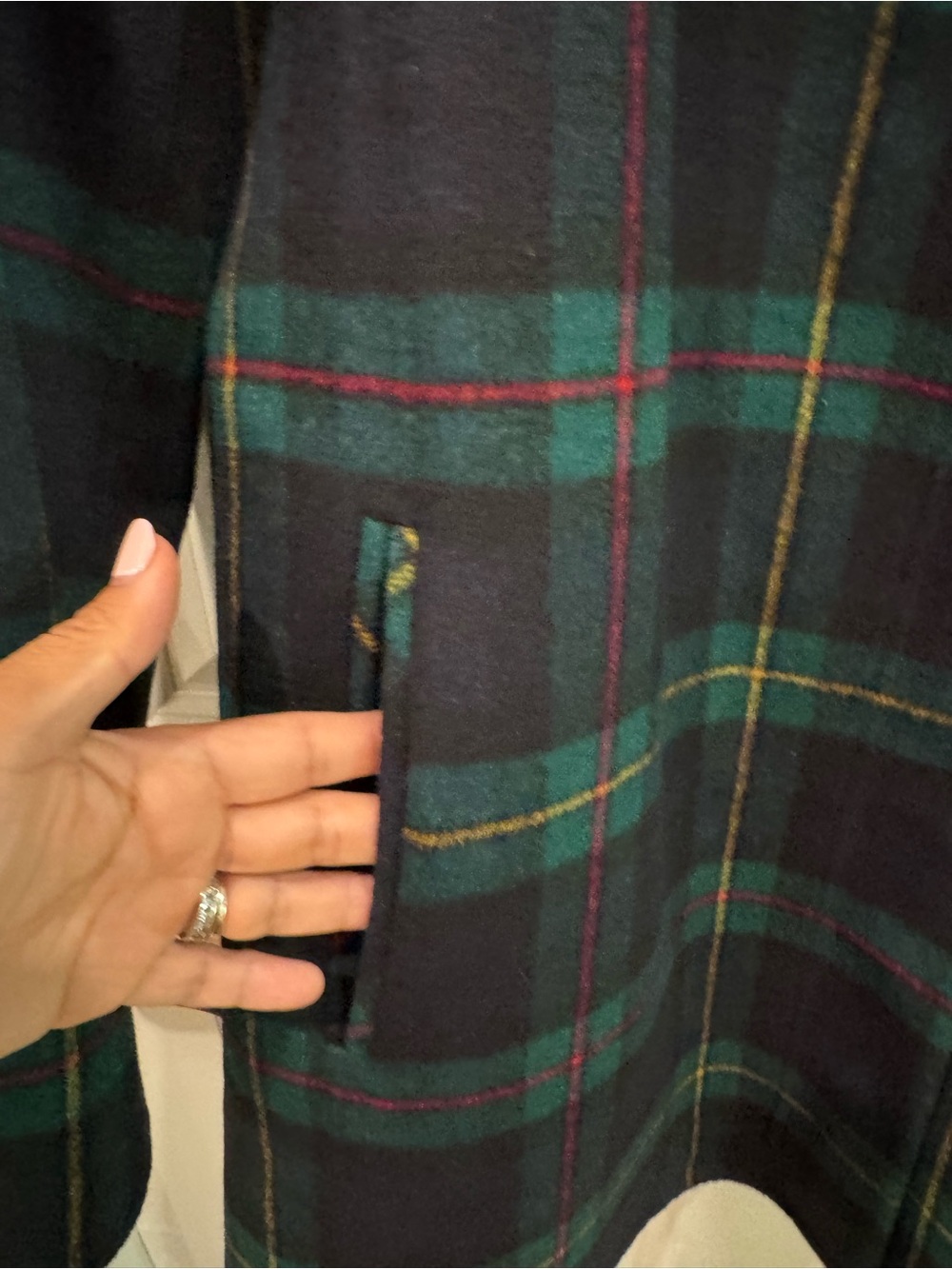 Talbots Tartan Double Faced Black and Green Plaid Wool Jacket Large $349 - Picture 7 of 11